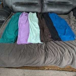 SET OF SIX women's Petite Medium Scrub Pants - Multicolor Set